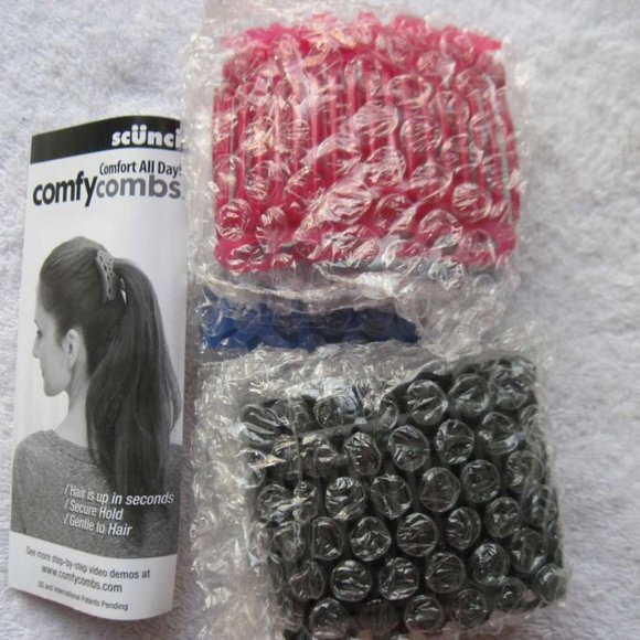 Scunci Comfy Comb Plastic Silicone Updo Stretch Style Hair Clip Black Blue Pink - Picture 2 of 16